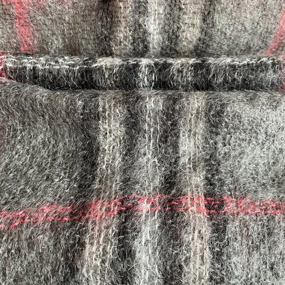 John Hanly Vintage Mohair Wool Blend Grey Check Scarf, Designed in Ireland - Picture 10 of 15